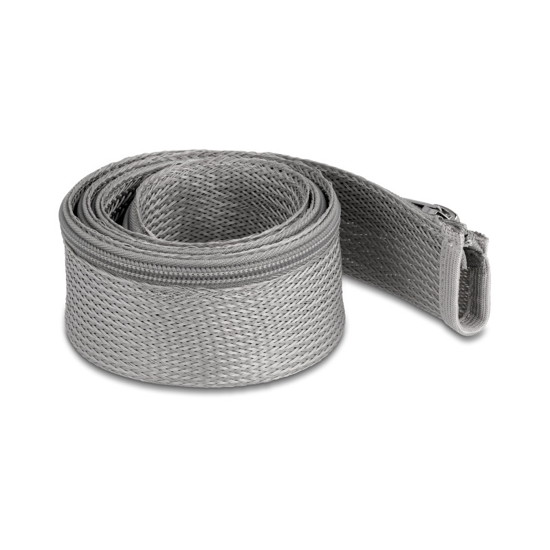 Delock Geflechtschlauch mit Reißverschluss hitzebeständig 1 m x 50 mm grau
