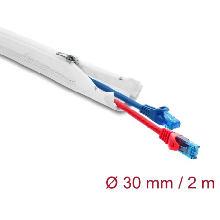 Delock Geflechtschlauch mit Reißverschluss hitzebeständig 2 m x 30 mm weiß