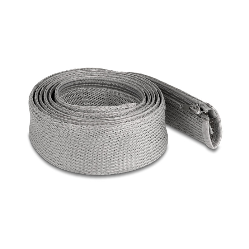 Delock Geflechtschlauch mit Reißverschluss hitzebeständig 2 m x 50 mm grau