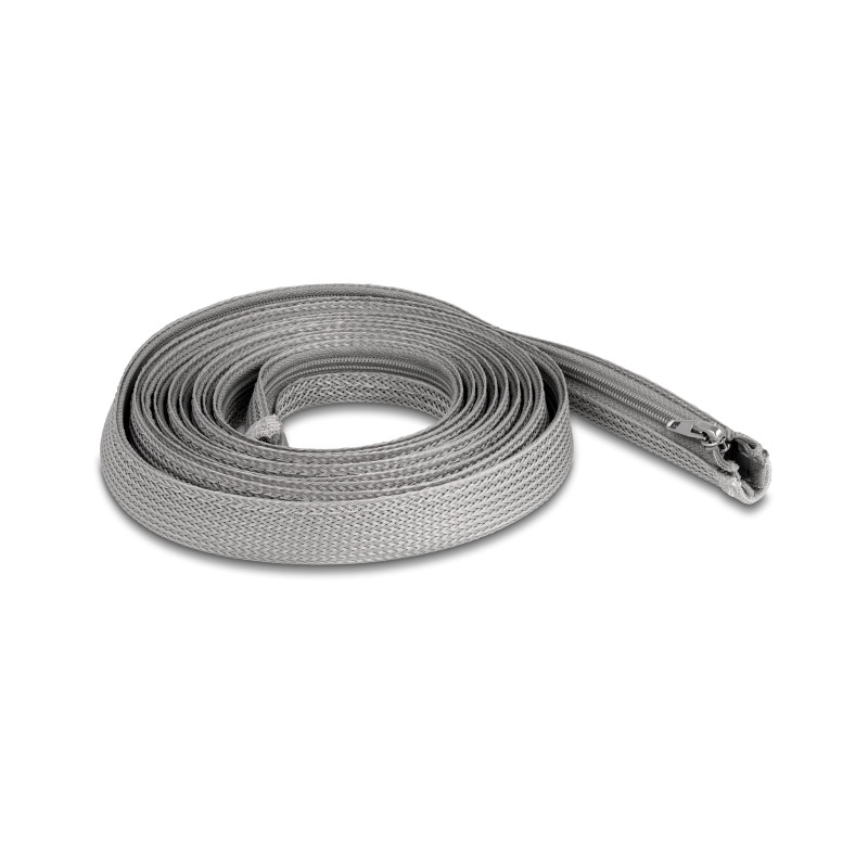 Delock Geflechtschlauch mit Reißverschluss hitzebeständig 3 m x 20 mm grau