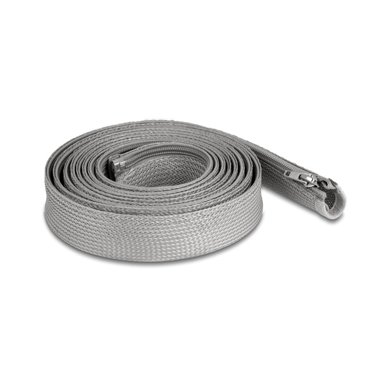 Delock Geflechtschlauch mit Reißverschluss hitzebeständig 3 m x 30 mm grau