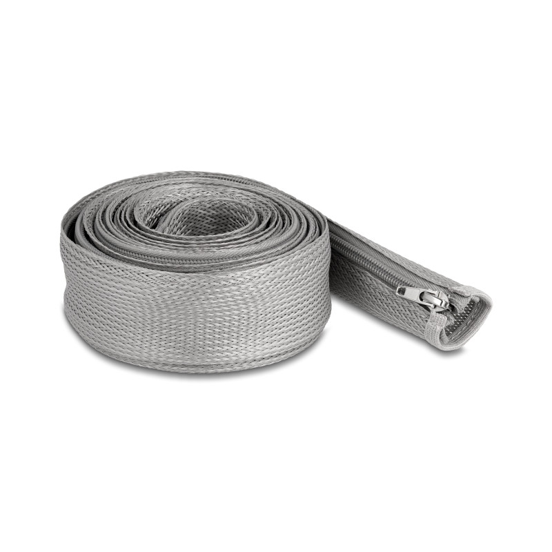 Delock Geflechtschlauch mit Reißverschluss hitzebeständig 3 m x 50 mm grau