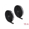 Delock Strapazierfähiges Klettband selbstklebend mit Haft- und Flauschband L 15 m x B 25 mm schwarz