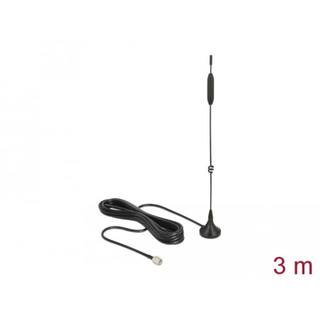 Delock LTE / GSM / UMTS Antenne SMA Stecker 3 - 5 dBi starr omnidirektional mit magnetischem Standfuß und Anschlusskabel RG-174 