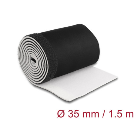 Delock Kabelschlauch Neopren flexibel mit Klettverschluss 1,5 m x 135 mm schwarz / weiß