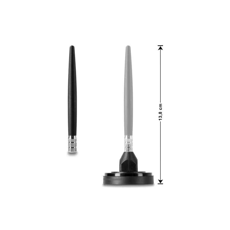 Delock GSM Antenne SMA Stecker Schraubmontage 3 dBi starr omnidirektional mit magnetischem Standfuß und Anschlusskabel RG-174 3 