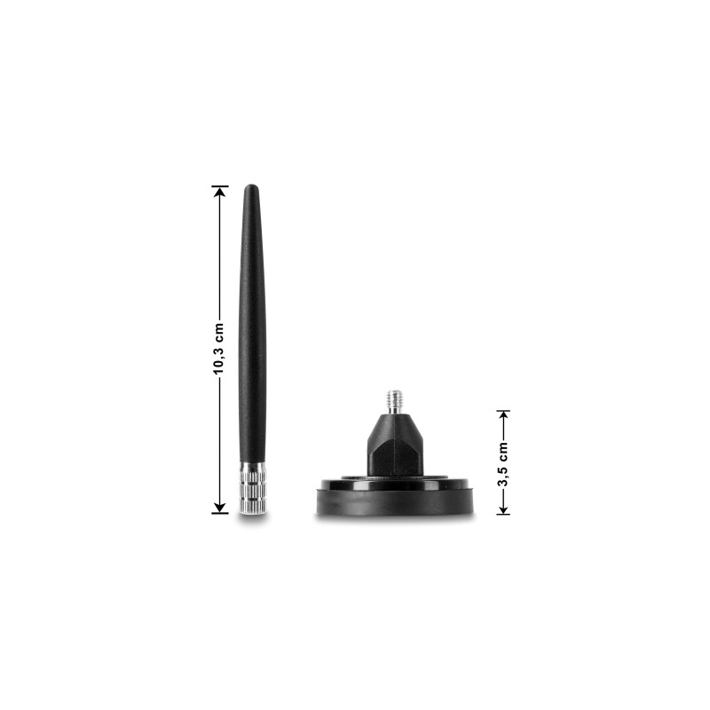 Delock GSM Antenne SMA Stecker Schraubmontage 3 dBi starr omnidirektional mit magnetischem Standfuß und Anschlusskabel RG-174 3 