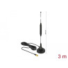 Delock GSM Antenne SMA Stecker 3,5 dBi starr omnidirektional mit magnetischem Standfuß und Anschlusskabel RG-174 3 m outdoor sch