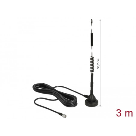 Delock LTE Antenne SMA Stecker 5 dBi 33,7 cm starr omnidirektional mit magnetischem Standfuß und Anschlusskabel RG-58 3 m outdoo