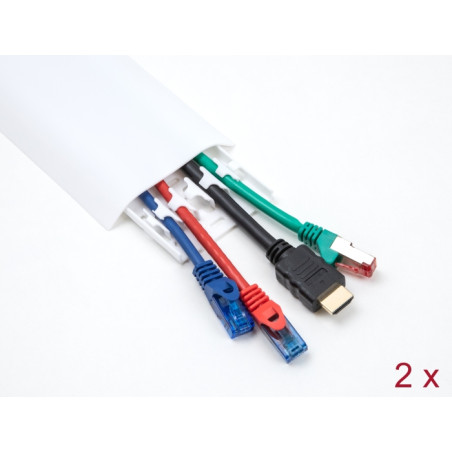 Delock Kabelkanal selbstklebend mit Kabelbefestigung 85 x 10 mm - Länge 300 mm 2 Stück weiß