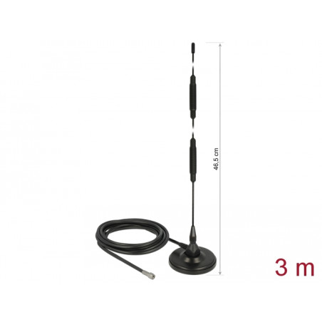 Delock LTE Antenne SMA Stecker 7 dBi starr omnidirektional mit magnetischem Standfuß und Anschlusskabel RG-58 3 m outdoor schwar