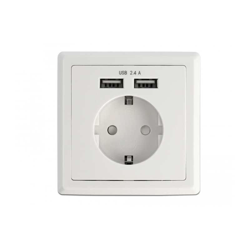 Delock Einbausteckdose mit 2 x USB Typ-A Ladeport 2,4 A