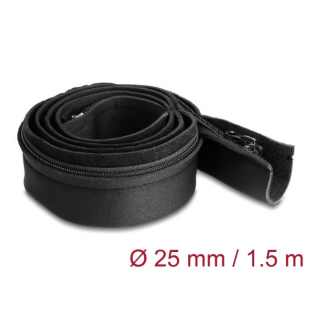 Delock Kabelschlauch Neopren flexibel mit Reißverschluss 1,5 m x 100 mm schwarz