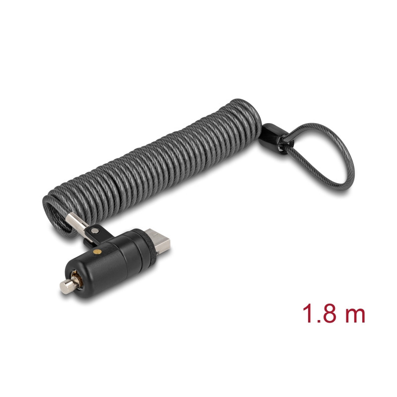 Navilock Notebook Sicherungsspiralkabel für USB Typ-A Buchse mit Schlüssel