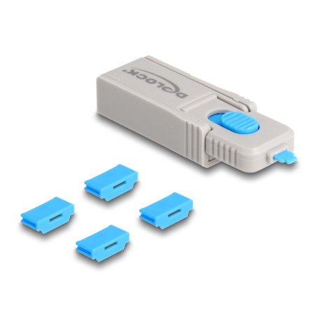 Delock HDMI Port Blocker Set für HDMI Buchsen 4 Stück + Verschlusswerkzeug