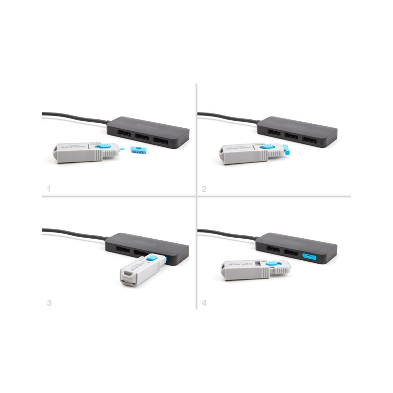 Delock DisplayPort Port Blocker Set für DisplayPort Buchsen 4 Stück + Verschlusswerkzeug
