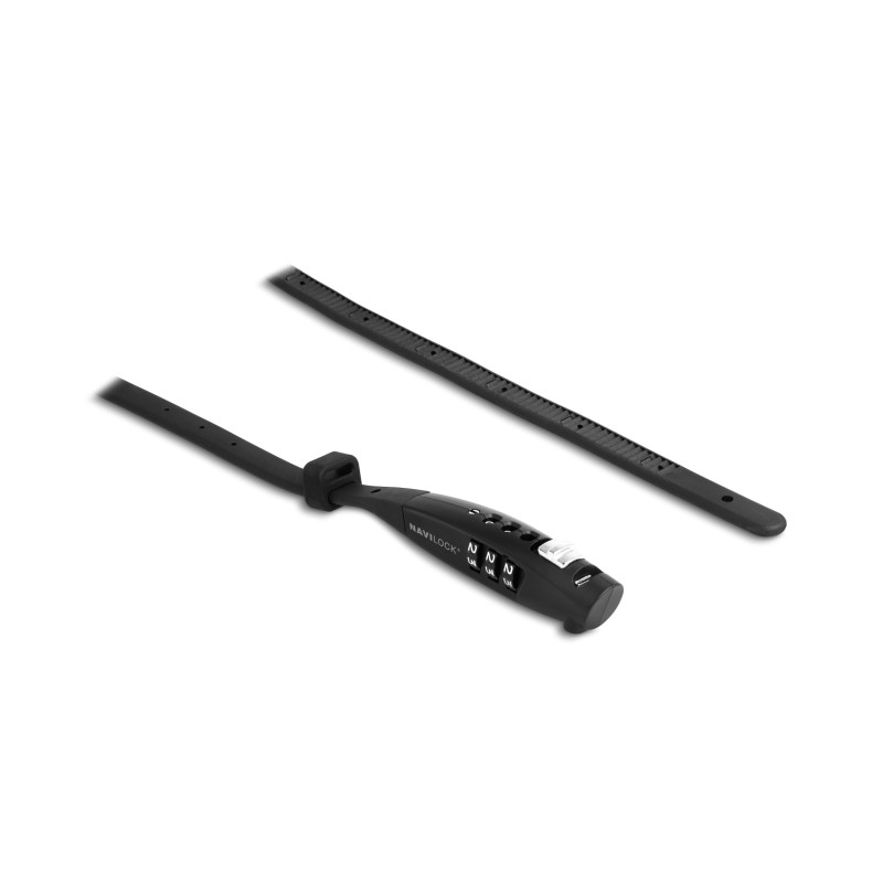 Navilock Universal Sicherungskabelbinder mit Zahlenschloss - L 410 x B 10 mm schwarz