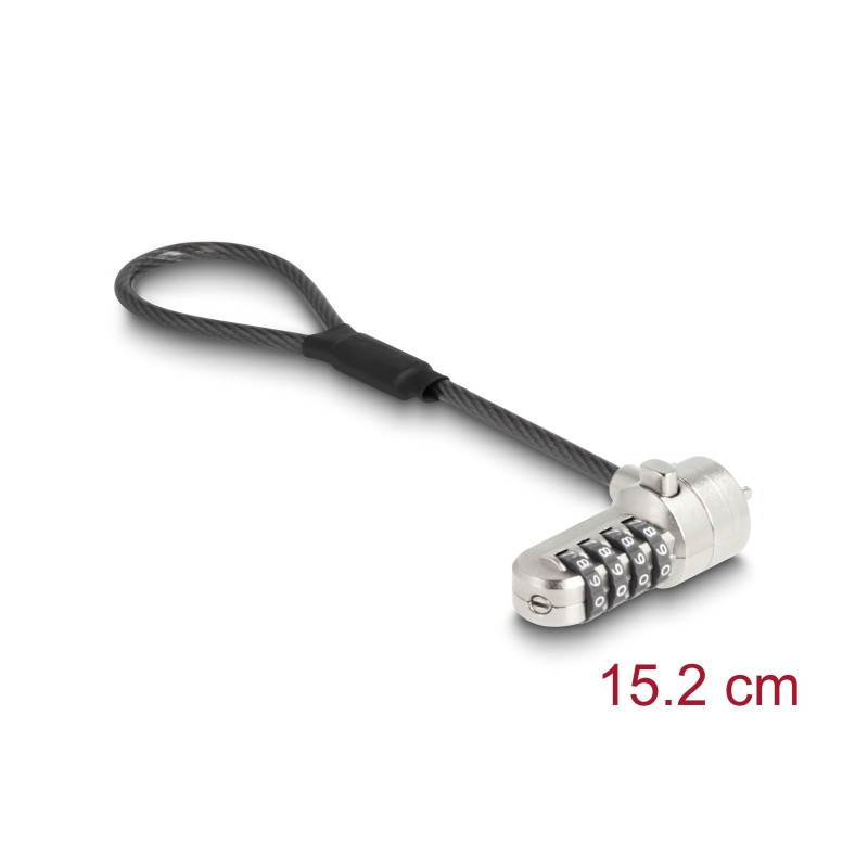 Navilock Notebook Sicherungskabel mit Zahlenschloss 15,2 cm für Kensington Slot 3 x 7 mm