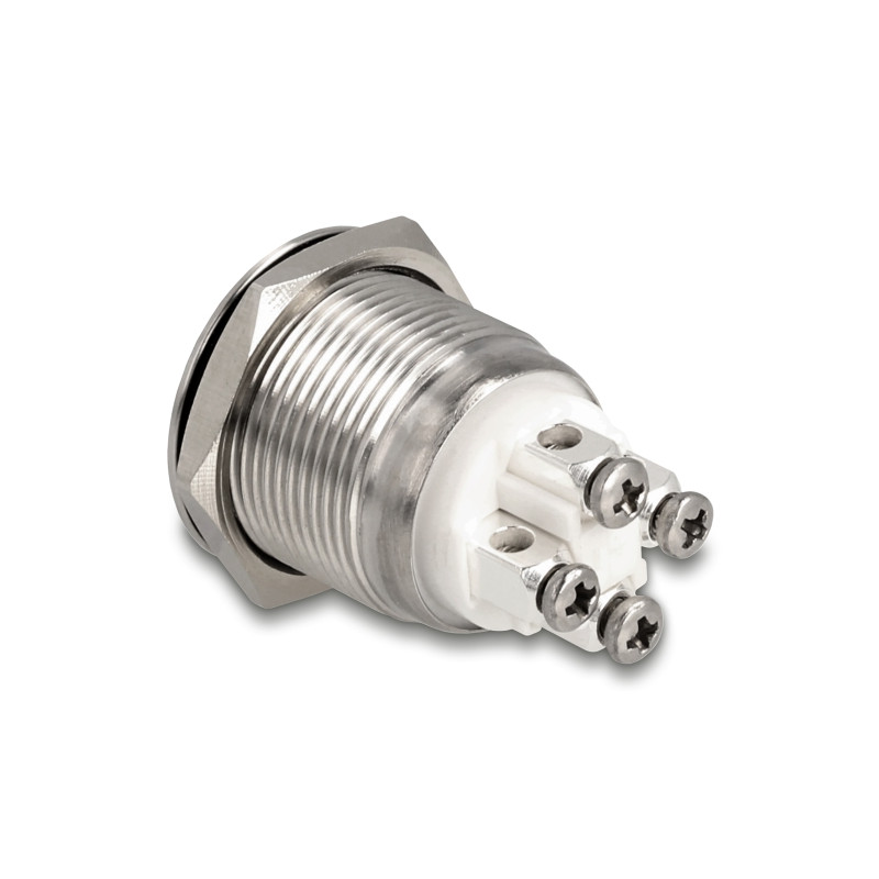 Delock Drucktaster zum Einbau 19 mm 4 x Schraubklemme LED tastend blau
