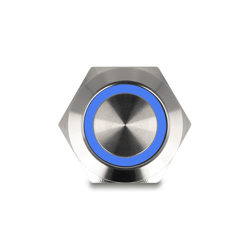 Delock Drucktaster zum Einbau 19 mm 4 x Schraubklemme LED tastend blau