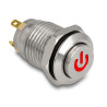 Delock Drucktaster zum Einbau 12 mm 4 x Lötanschluss LED rot Powersymbol tastend