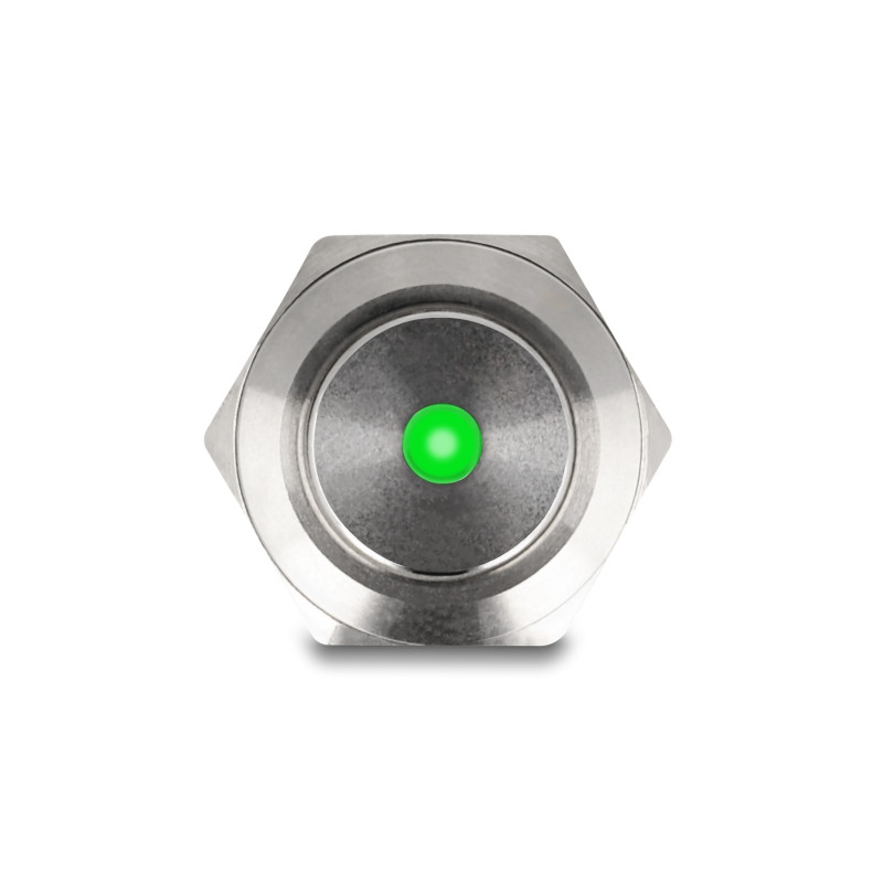 Delock Drucktaster zum Einbau 12 mm 4 x Lötanschluss LED grüner Punkt tastend