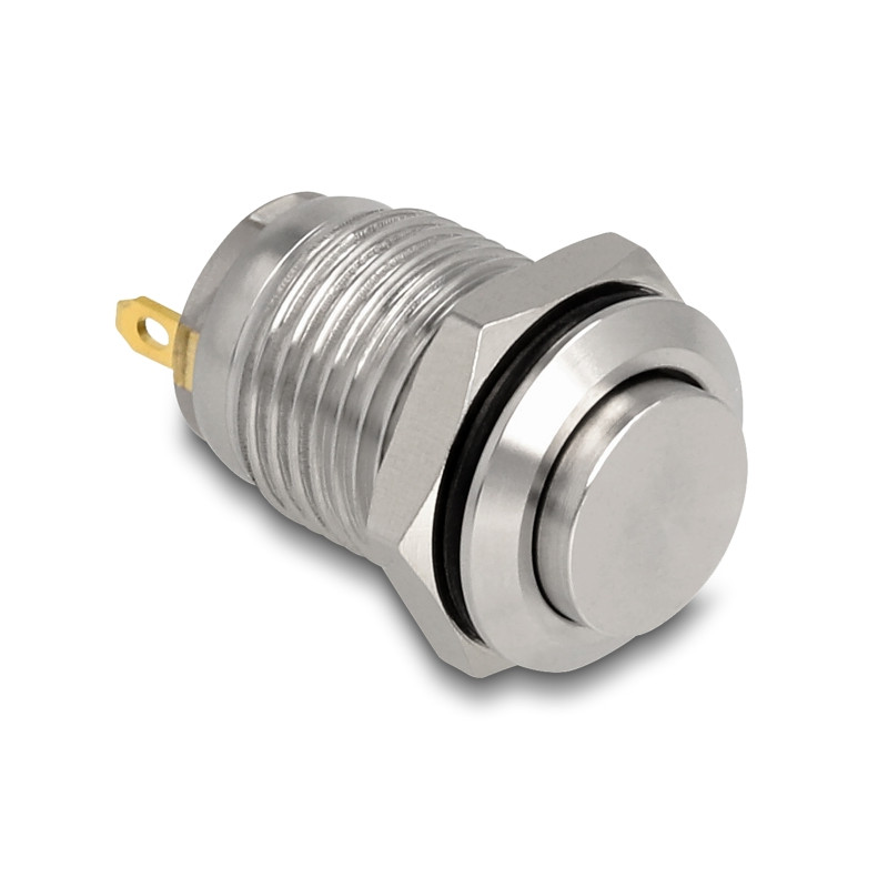 Delock Drucktaster zum Einbau 12 mm 2 x Lötanschluss tastend