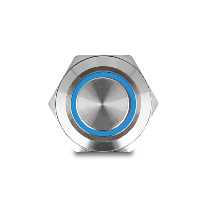Delock Drucktaster zum Einbau 12 mm 4 x Lötanschluss LED tastend blau