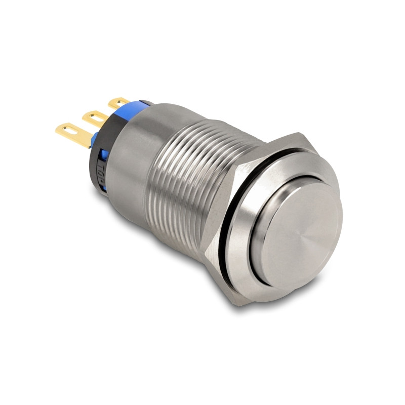 Delock Drucktaster zum Einbau 19 mm 3 x Lötanschluss tastend