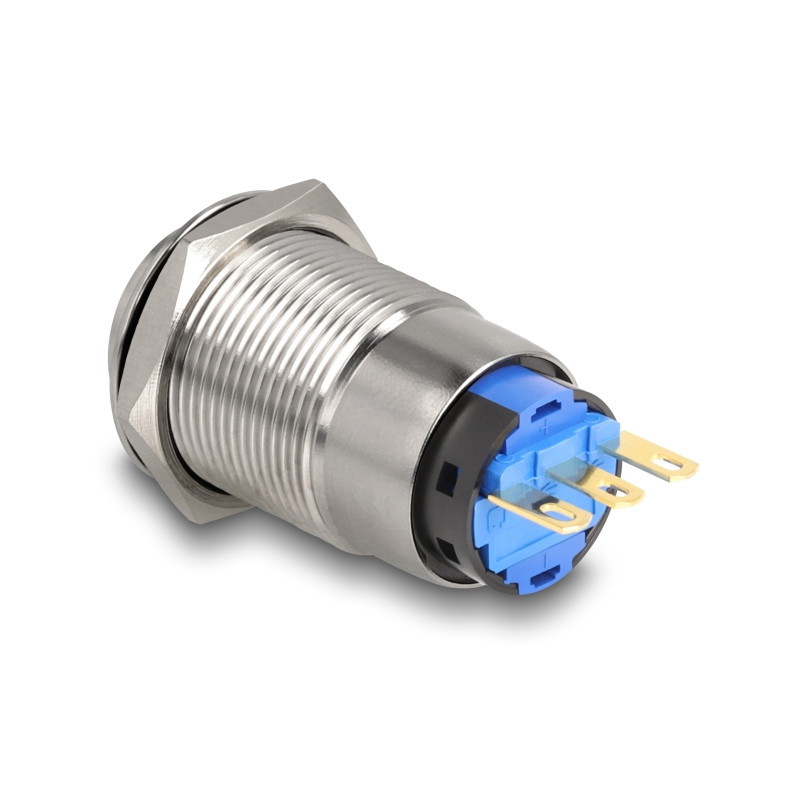 Delock Drucktaster zum Einbau 19 mm 3 x Lötanschluss tastend