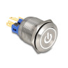 Delock Drucktaster zum Einbau 22 mm 6 x Lötanschluss LED weiß tastend Powersymbol + Ring