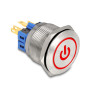 Delock Drucktaster zum Einbau 25 mm 6 x Lötanschluss LED rot tastend Powersymbol + Ring