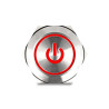 Delock Drucktaster zum Einbau 25 mm 6 x Lötanschluss LED rot tastend Powersymbol + Ring
