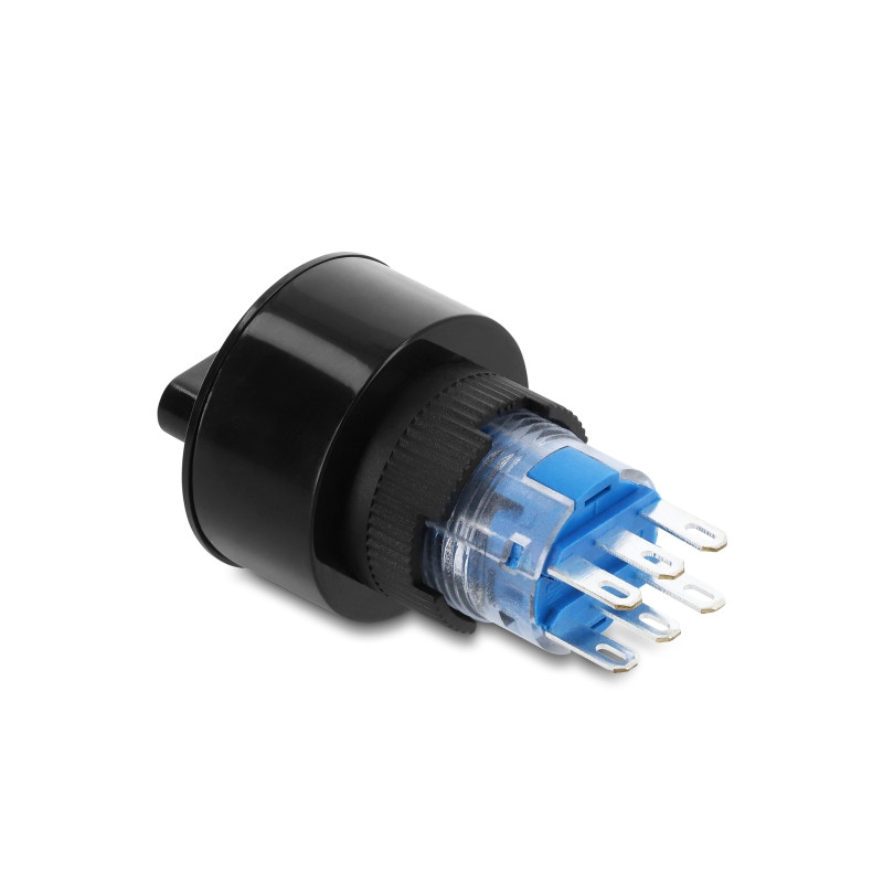 Delock Drehschalter zum Einbau 22 mm 6 x Lötanschluss rastend IP65 schwarz
