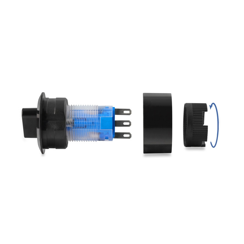 Delock Drehschalter zum Einbau 22 mm 6 x Lötanschluss rastend IP65 schwarz