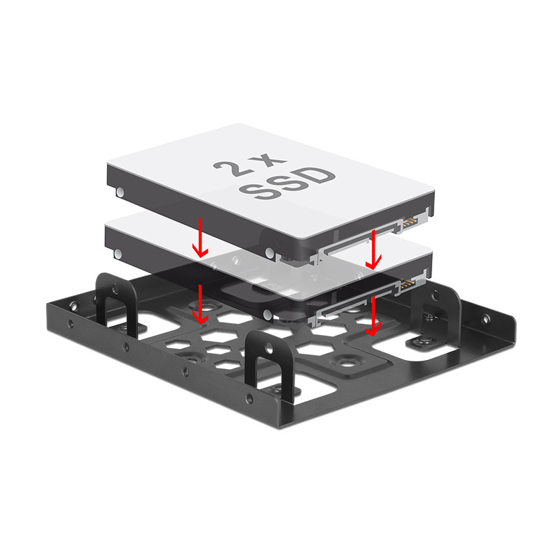 Delock Aluminium Einbaurahmen 2 x 2.5″ zu 3.5″ schwarz