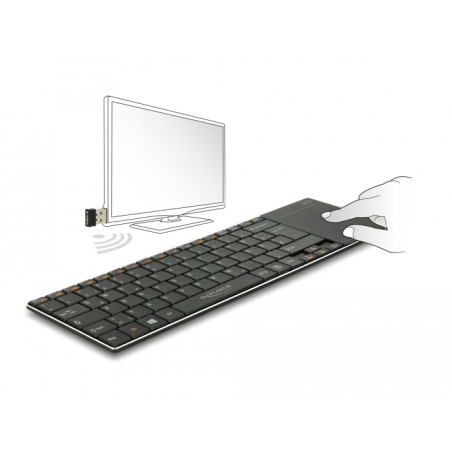 Delock Funktastatur für Smart TV und Windows PCs mit Touchpad 6 mm flach