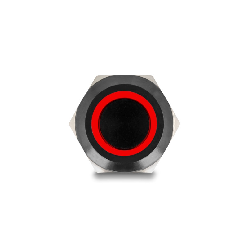 Delock Druckschalter zum Einbau schwarz 12 mm 12 V 4 x Lötanschluss rastend LED rot Ring