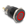 Delock Druckschalter zum Einbau schwarz 19 mm 12 V 5 x Lötanschluss rastend LED rot Powersymbol + Ring