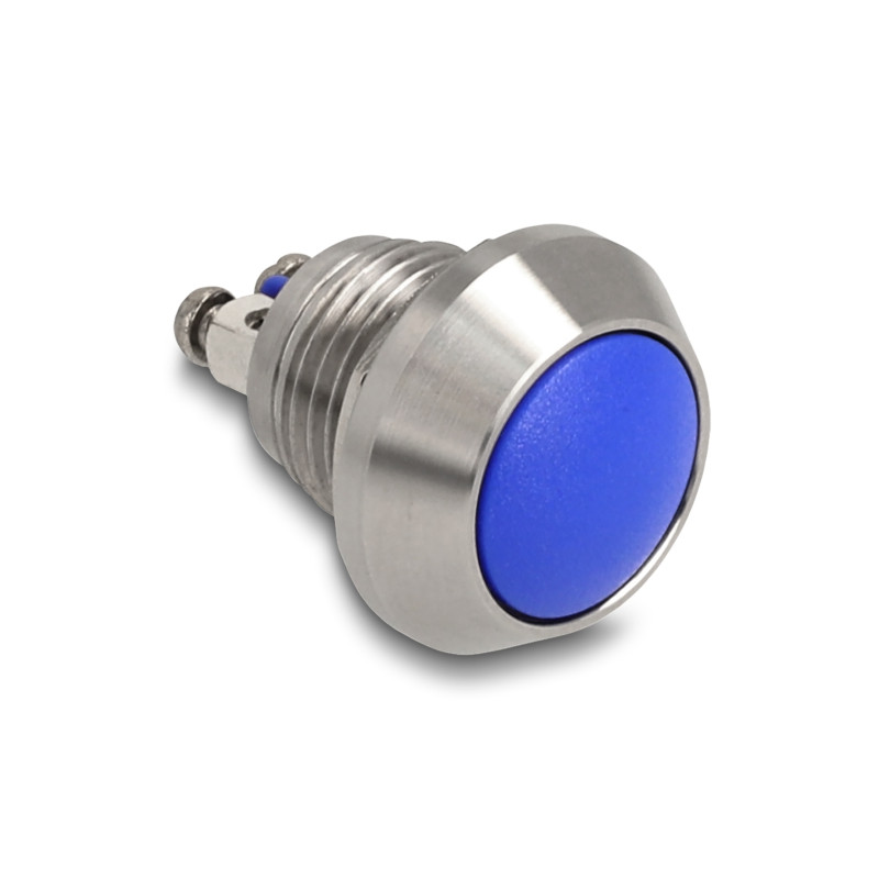Delock Drucktaster zum Einbau 12 mm 2 x Schraubklemme blau