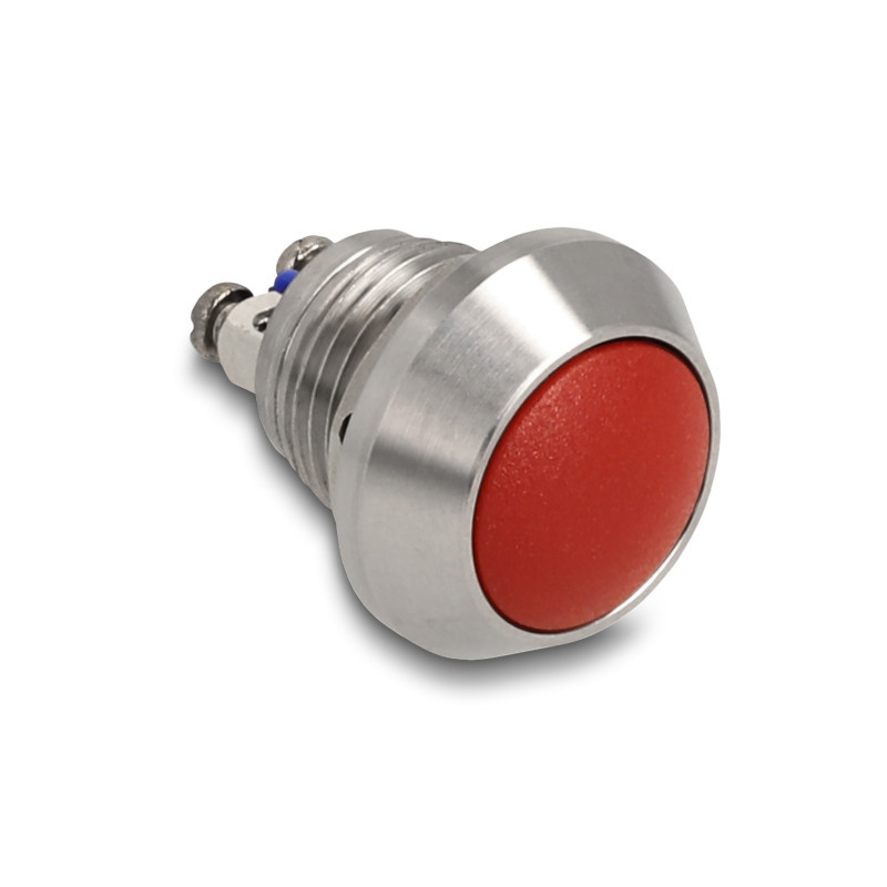 Delock Drucktaster zum Einbau 12 mm 2 x Schraubklemme tastend rot