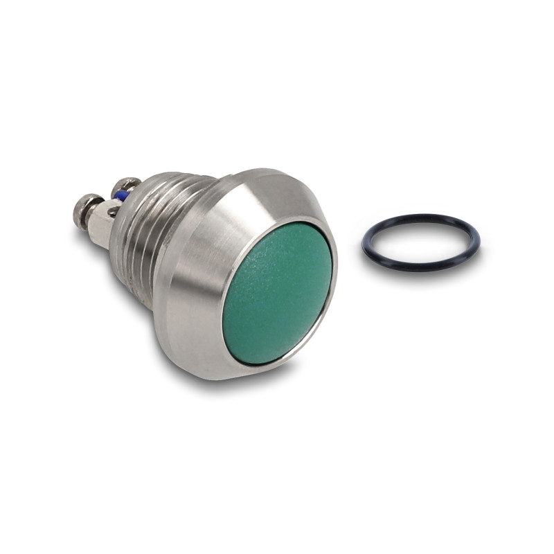 Delock Drucktaster zum Einbau 12 mm 2 x Schraubklemme tastend grün