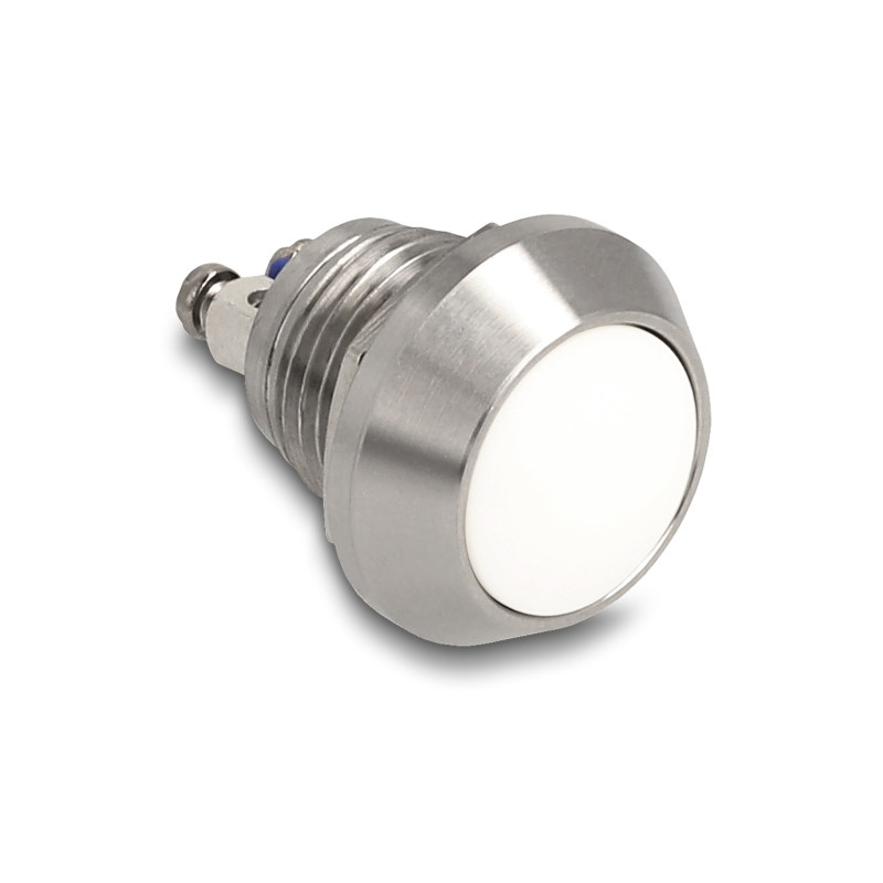 Delock Drucktaster zum Einbau 12 mm 2 x Schraubklemme tastend weiß