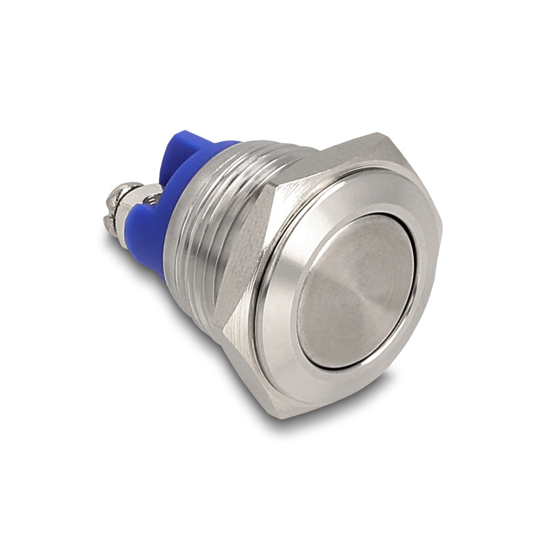 Delock Drucktaster zum Einbau 16 mm 2 x Schraubklemme Taster tastend flach