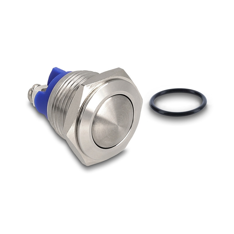 Delock Drucktaster zum Einbau 16 mm 2 x Schraubklemme Taster tastend gewölbt