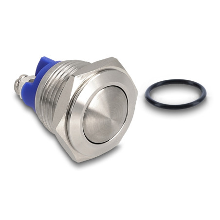 Delock Drucktaster zum Einbau 16 mm 2 x Schraubklemme Taster tastend gewölbt