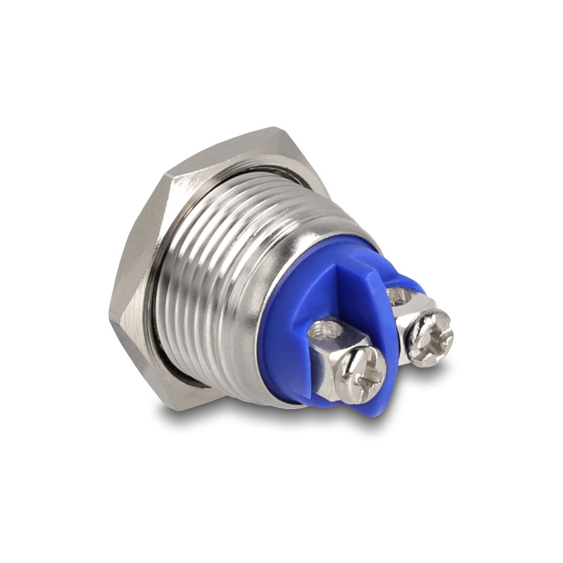 Delock Drucktaster zum Einbau 16 mm 2 x Schraubklemme Taster tastend gewölbt