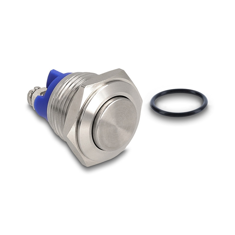 Delock Drucktaster zum Einbau 16 mm 2 x Schraubklemme Taster tastend hoch