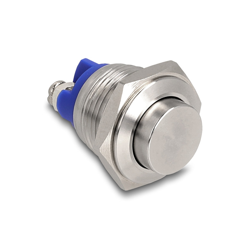 Delock Drucktaster zum Einbau 16 mm 2 x Schraubklemme Taster sehr hoch