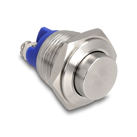 Delock Drucktaster zum Einbau 16 mm 2 x Schraubklemme Taster sehr hoch